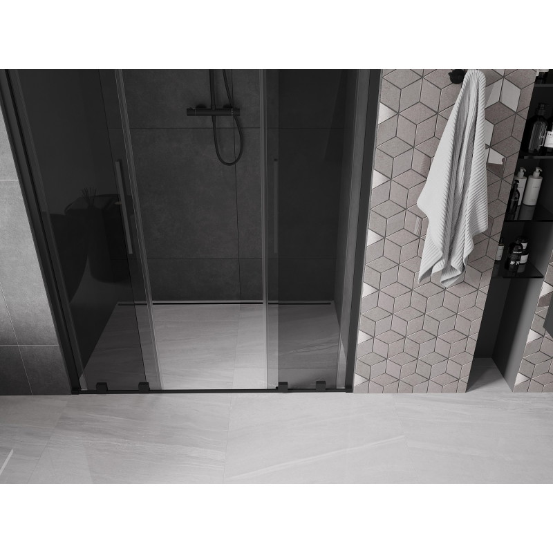Mexen Velar L Duo drzwi prysznicowe rozsuwane 150 cm, grafit, czarne - 871-150-003-42-70