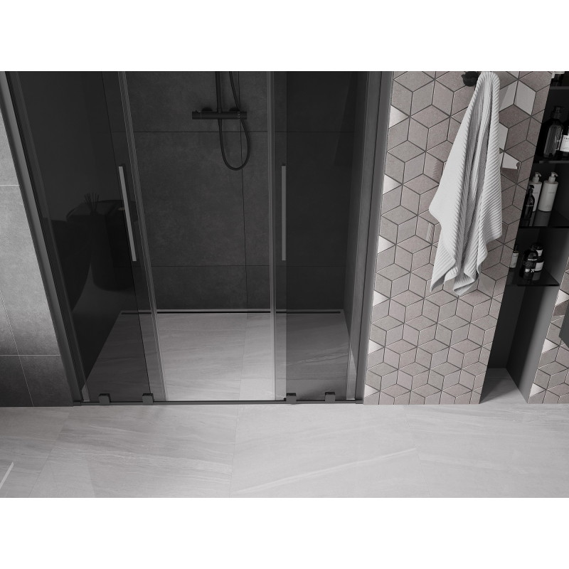 Mexen Velar L Duo drzwi prysznicowe rozsuwane 140 cm, grafit, gun metal - 871-140-003-42-95