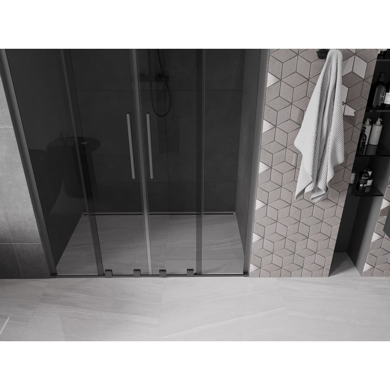 Mexen Velar L Duo drzwi prysznicowe rozsuwane 150 cm, grafit, gun metal - 871-150-003-42-95