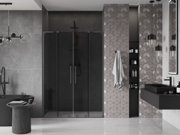 Mexen Velar L Duo drzwi prysznicowe rozsuwane 140 cm, grafit, gun metal - 871-140-003-42-95