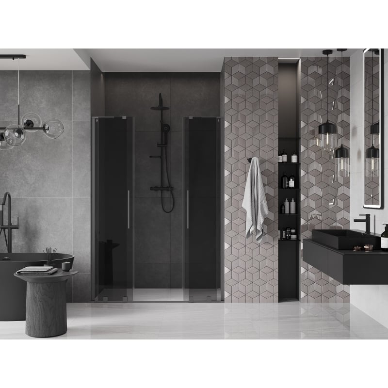 Mexen Velar L Duo drzwi prysznicowe rozsuwane 150 cm, grafit, gun metal - 871-150-003-42-95
