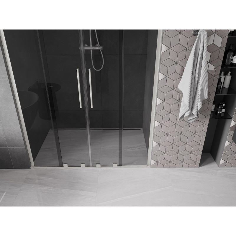 Mexen Velar L Duo drzwi prysznicowe rozsuwane 160 cm, grafit, nikiel szczotkowany - 871-160-003-42-97