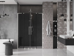 Mexen Velar L Duo drzwi prysznicowe rozsuwane 160 cm, grafit, nikiel szczotkowany - 871-160-003-42-97