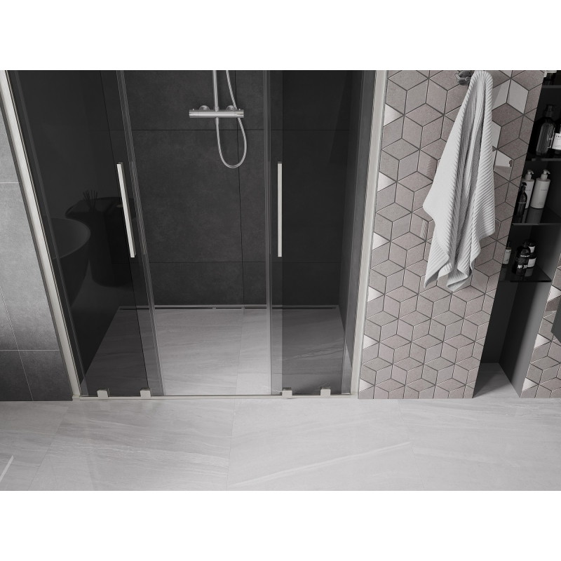 Mexen Velar L Duo drzwi prysznicowe rozsuwane 150 cm, grafit, nikiel szczotkowany - 871-150-003-42-97