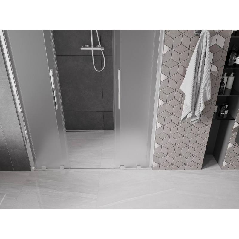 Mexen Velar L Duo drzwi prysznicowe rozsuwane 140 cm, szron, chrom - 871-140-003-32-01