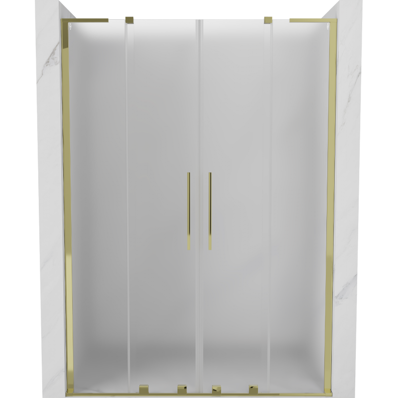 Mexen Velar L Duo drzwi prysznicowe rozsuwane 160 cm, szron, złote - 871-160-003-32-50