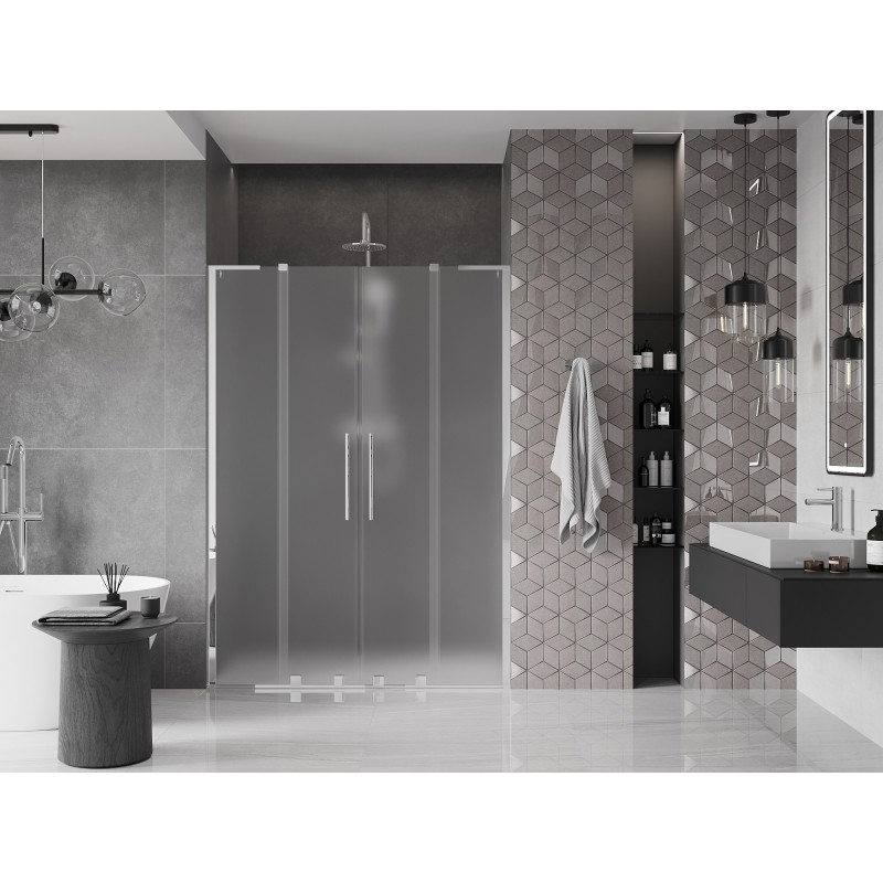 Mexen Velar L Duo drzwi prysznicowe rozsuwane 140 cm, szron, chrom - 871-140-003-32-01