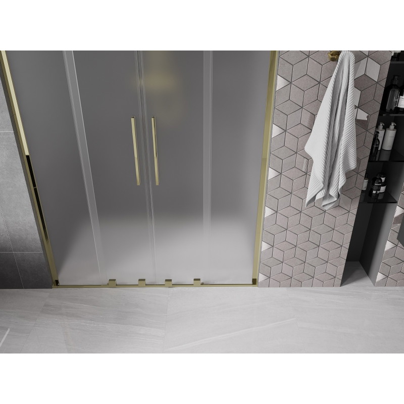 Mexen Velar L Duo drzwi prysznicowe rozsuwane 160 cm, szron, złote - 871-160-003-32-50