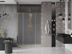 Mexen Velar L Duo drzwi prysznicowe rozsuwane 140 cm, szron, złote - 871-140-003-32-50