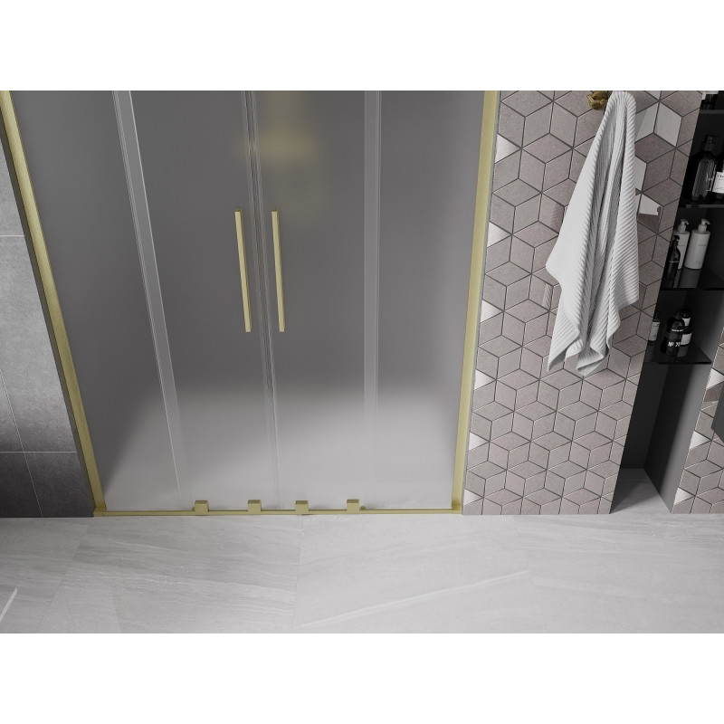 Mexen Velar L Duo drzwi prysznicowe rozsuwane 150 cm, szron, złote szczotkowane - 871-150-003-32-55