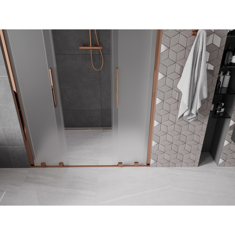 Mexen Velar L Duo drzwi prysznicowe rozsuwane 150 cm, szron, różowe złoto - 871-150-003-32-60