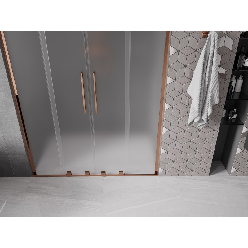 Mexen Velar L Duo drzwi prysznicowe rozsuwane 150 cm, szron, różowe złoto - 871-150-003-32-60