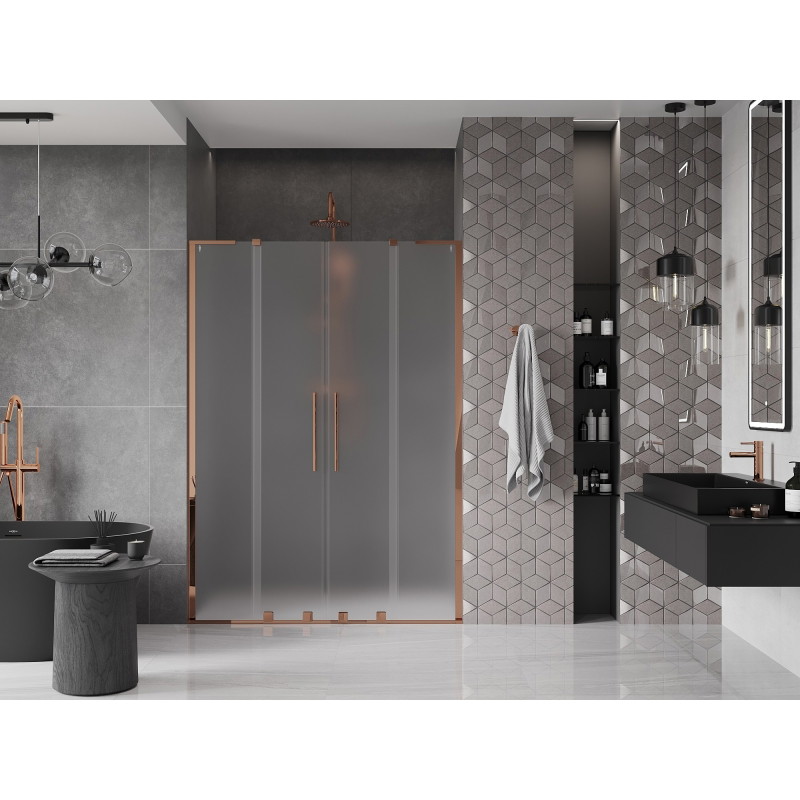 Mexen Velar L Duo drzwi prysznicowe rozsuwane 150 cm, szron, różowe złoto - 871-150-003-32-60