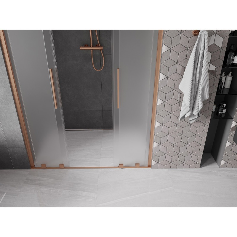 Mexen Velar L Duo drzwi prysznicowe rozsuwane 150 cm, szron, miedź szczotkowana - 871-150-003-32-65