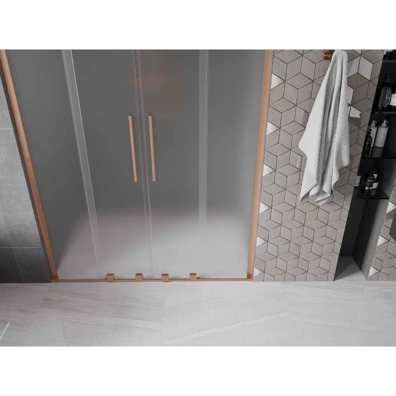 Mexen Velar L Duo drzwi prysznicowe rozsuwane 160 cm, szron, miedź szczotkowana - 871-160-003-32-65