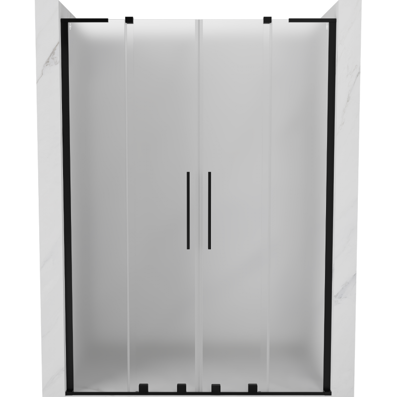 Mexen Velar L Duo drzwi prysznicowe rozsuwane 140 cm, szron, czarne - 871-140-003-32-70