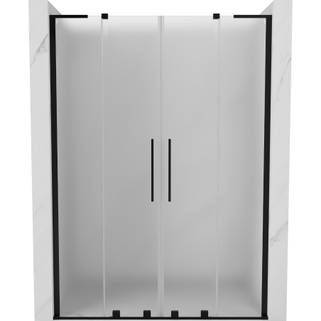 Mexen Velar L Duo drzwi prysznicowe rozsuwane 140 cm, szron, czarne - 871-140-003-32-70