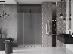 Mexen Velar L Duo drzwi prysznicowe rozsuwane 160 cm, szron, gun gray szczotkowany - 871-160-003-32-66