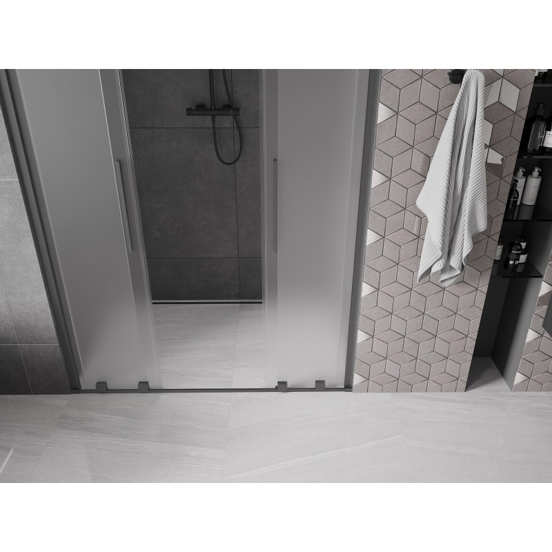Mexen Velar L Duo drzwi prysznicowe rozsuwane 140 cm, szron, gun metal - 871-140-003-32-95