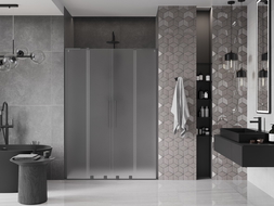 Mexen Velar L Duo drzwi prysznicowe rozsuwane 150 cm, szron, gun metal - 871-150-003-32-95