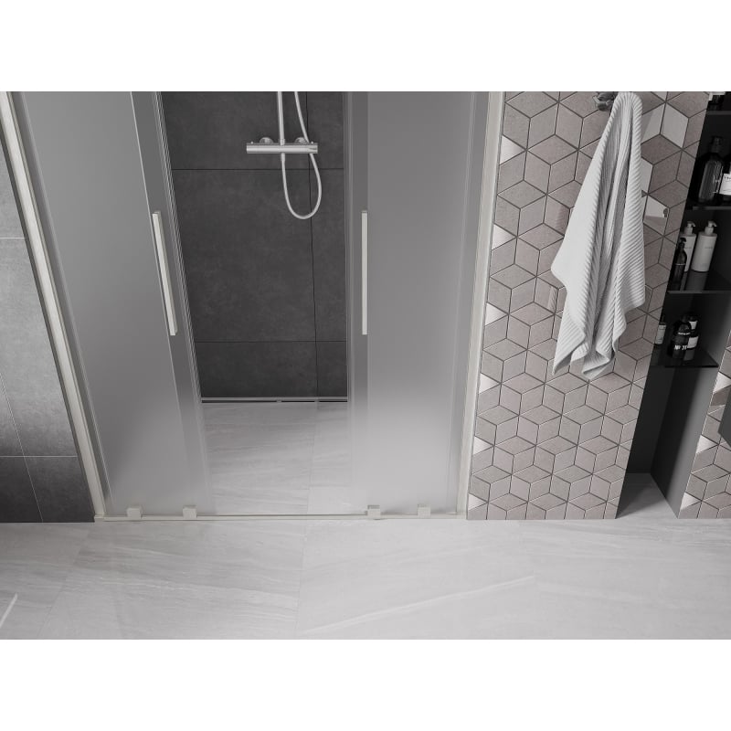 Mexen Velar L Duo drzwi prysznicowe rozsuwane 150 cm, szron, nikiel szczotkowany - 871-150-003-32-97