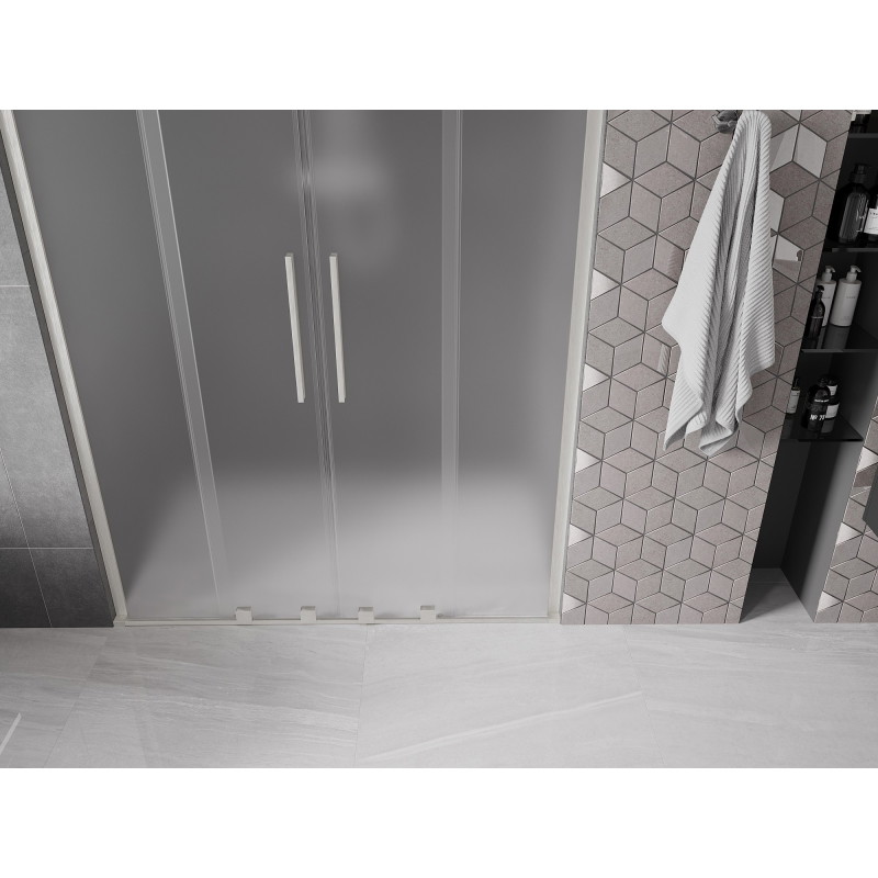 Mexen Velar L Duo drzwi prysznicowe rozsuwane 160 cm, szron, nikiel szczotkowany - 871-160-003-32-97