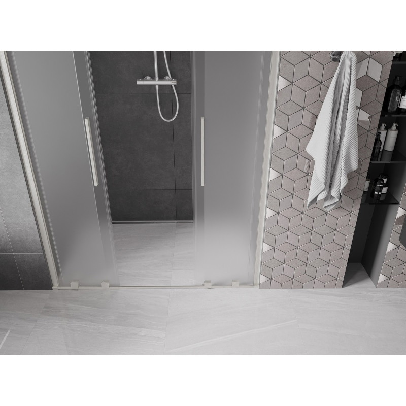 Mexen Velar L Duo drzwi prysznicowe rozsuwane 160 cm, szron, nikiel szczotkowany - 871-160-003-32-97
