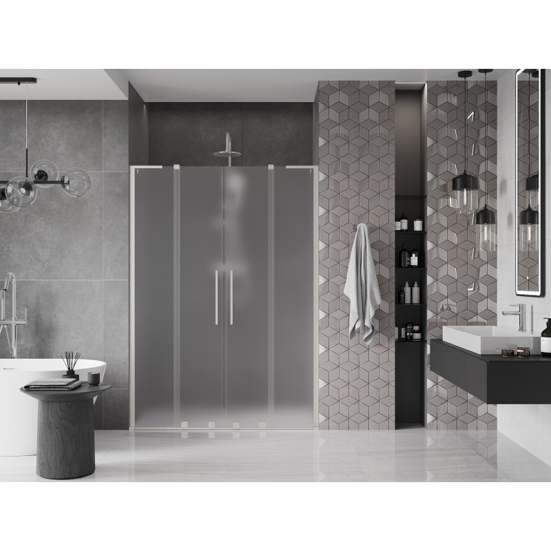Mexen Velar L Duo drzwi prysznicowe rozsuwane 150 cm, szron, nikiel szczotkowany - 871-150-003-32-97