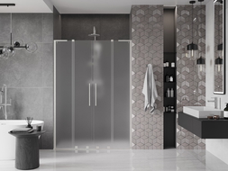 Mexen Velar L Duo drzwi prysznicowe rozsuwane 150 cm, szron, nikiel szczotkowany - 871-150-003-32-97