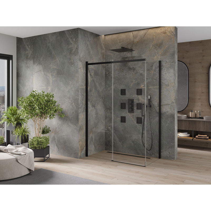 Mexen Omega kabina prysznicowa rozsuwana 130 x 70 cm, transparent, czarna - 825-130-070-70-00