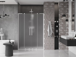 Mexen Velar L Duo drzwi prysznicowe rozsuwane 140 cm, szron, białe - 871-140-003-32-20