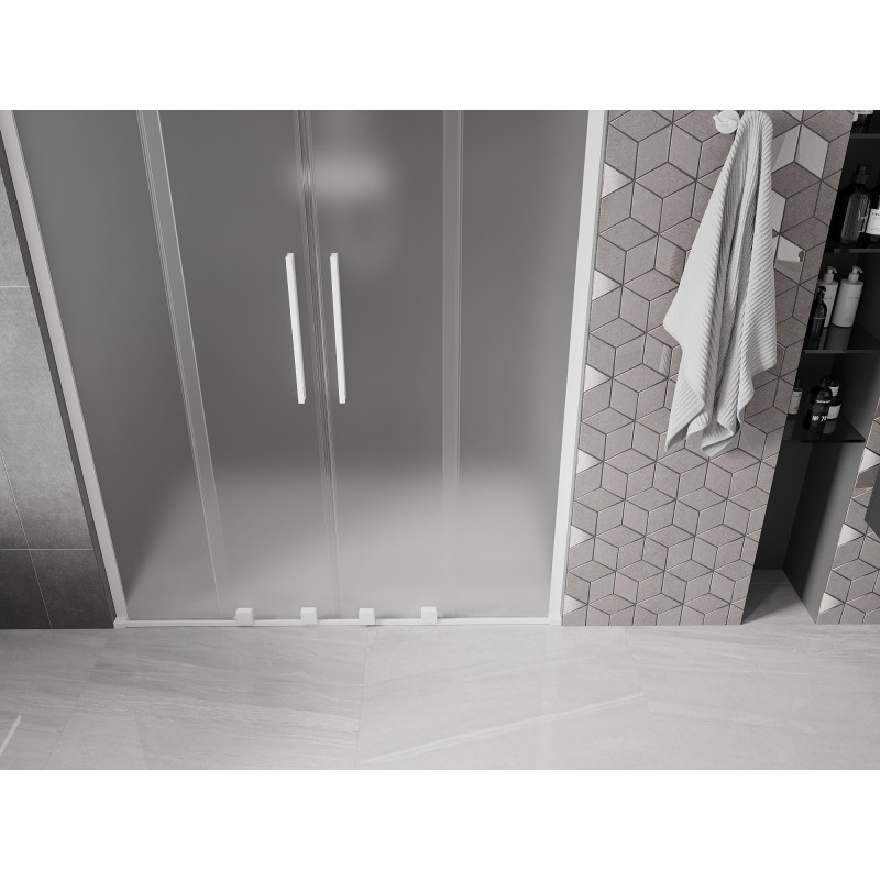 Mexen Velar L Duo drzwi prysznicowe rozsuwane 160 cm, szron, białe - 871-160-003-32-20