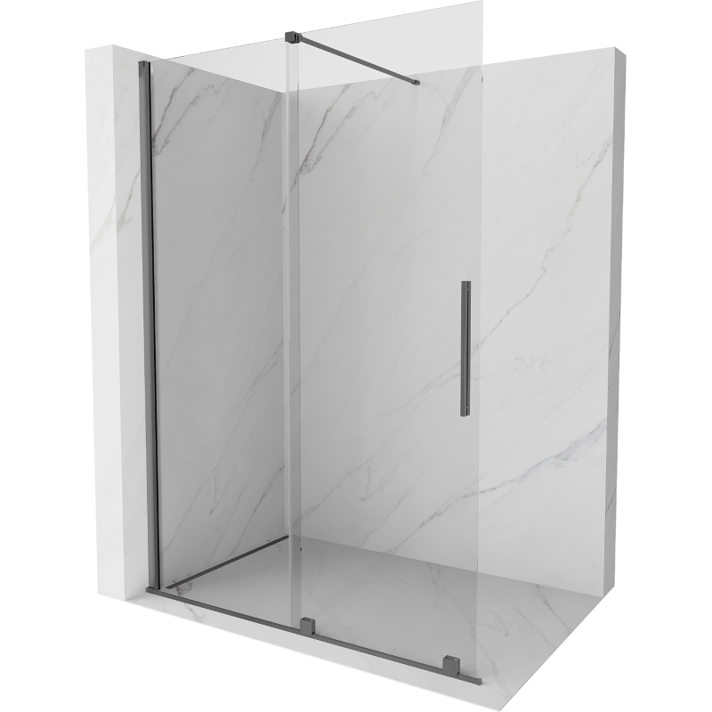Mexen Velar ścianka prysznicowa rozsuwana Walk-in 150 x 200 cm, transparent 8 mm, gun metal - 871-150-000-03-95