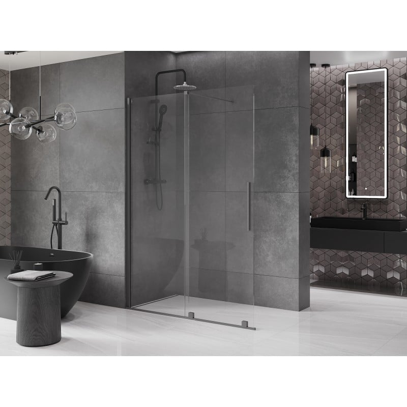 Mexen Velar ścianka prysznicowa rozsuwana Walk-in 140 x 200 cm, transparent 8 mm, gun metal - 871-140-000-03-95