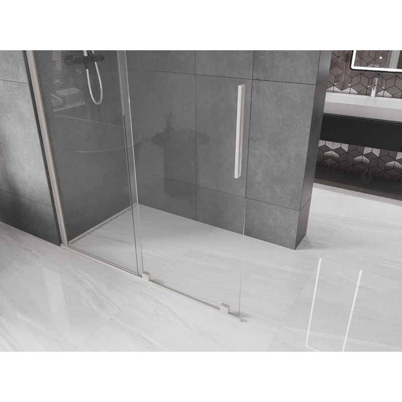 Mexen Velar ścianka prysznicowa rozsuwana Walk-in 130 x 200 cm, transparent 8 mm, nikiel szczotkowany - 871-130-000-03-97
