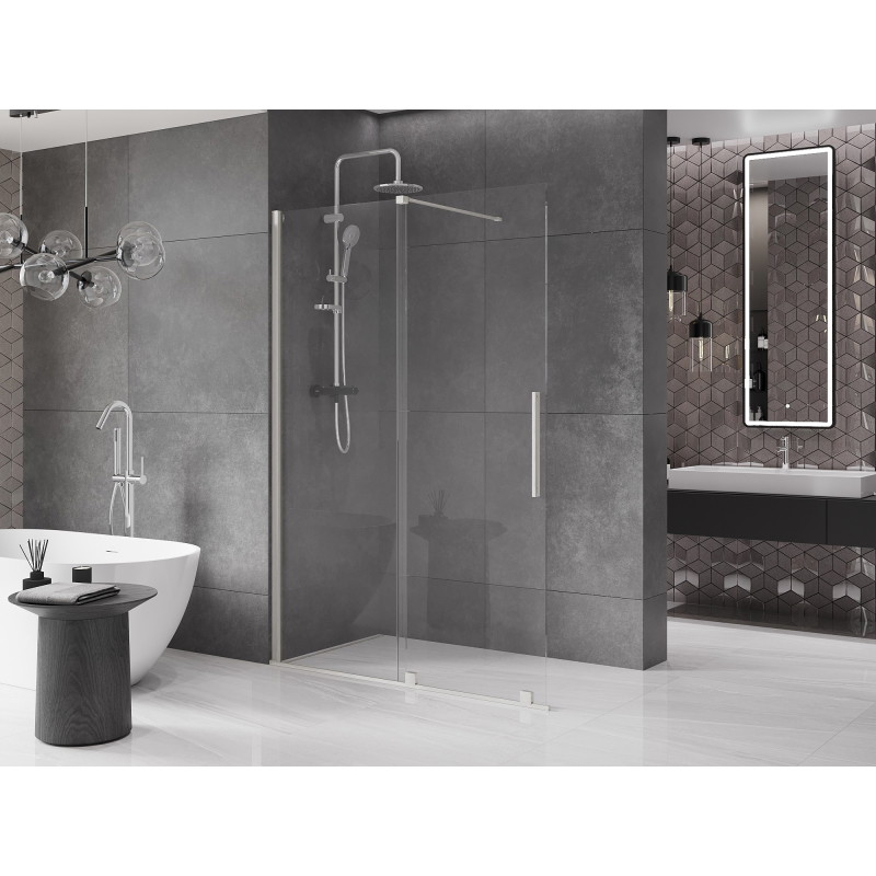 Mexen Velar ścianka prysznicowa rozsuwana Walk-in 130 x 200 cm, transparent 8 mm, nikiel szczotkowany - 871-130-000-03-97