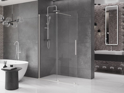Mexen Velar ścianka prysznicowa rozsuwana Walk-in 130 x 200 cm, transparent 8 mm, nikiel szczotkowany - 871-130-000-03-97