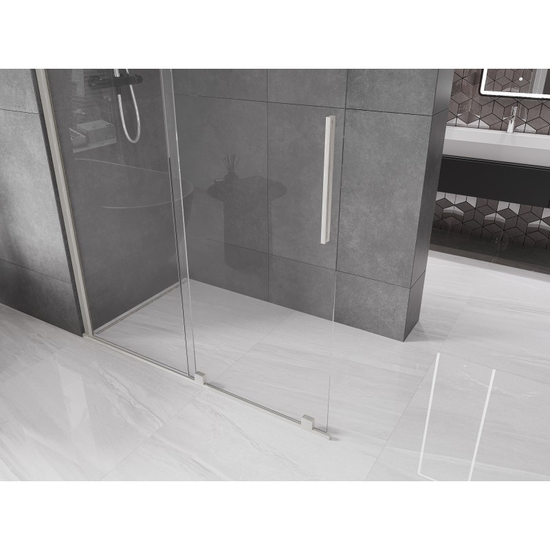 Mexen Velar ścianka prysznicowa rozsuwana Walk-in 140 x 200 cm, transparent 8 mm, nikiel szczotkowany - 871-140-000-03-97