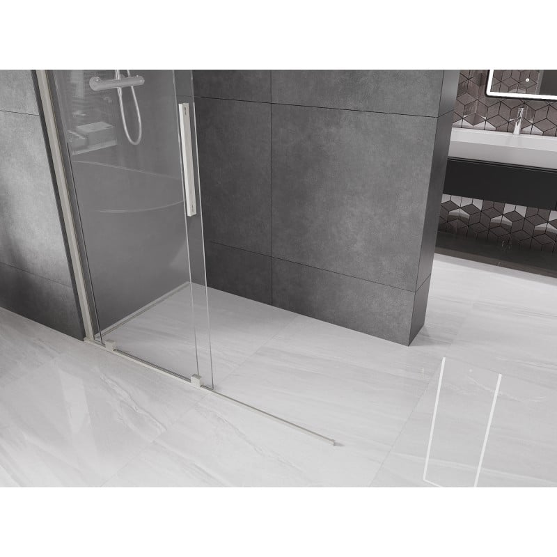 Mexen Velar ścianka prysznicowa rozsuwana Walk-in 150 x 200 cm, transparent 8 mm, nikiel szczotkowany - 871-150-000-03-97