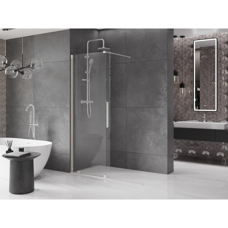 Mexen Velar ścianka prysznicowa rozsuwana Walk-in 140 x 200 cm, transparent 8 mm, nikiel szczotkowany - 871-140-000-03-97