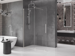 Mexen Velar ścianka prysznicowa rozsuwana Walk-in 160 x 200 cm, transparent 8 mm, nikiel szczotkowany - 871-160-000-03-97