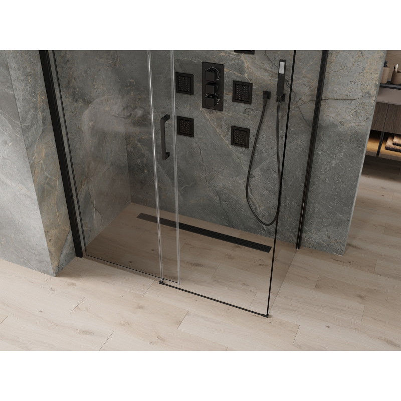 Mexen Omega kabina prysznicowa rozsuwana 140 x 80 cm, transparent, czarna - 825-140-080-70-00