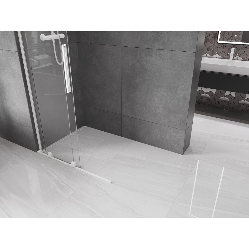Mexen Velar L ścianka prysznicowa rozsuwana Walk-in 110 x 200 cm, transparent 8 mm, biała - 871-110-003-03-20
