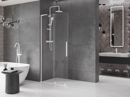Mexen Velar L ścianka prysznicowa rozsuwana Walk-in 100 x 200 cm, transparent 8 mm, biała - 871-100-003-03-20
