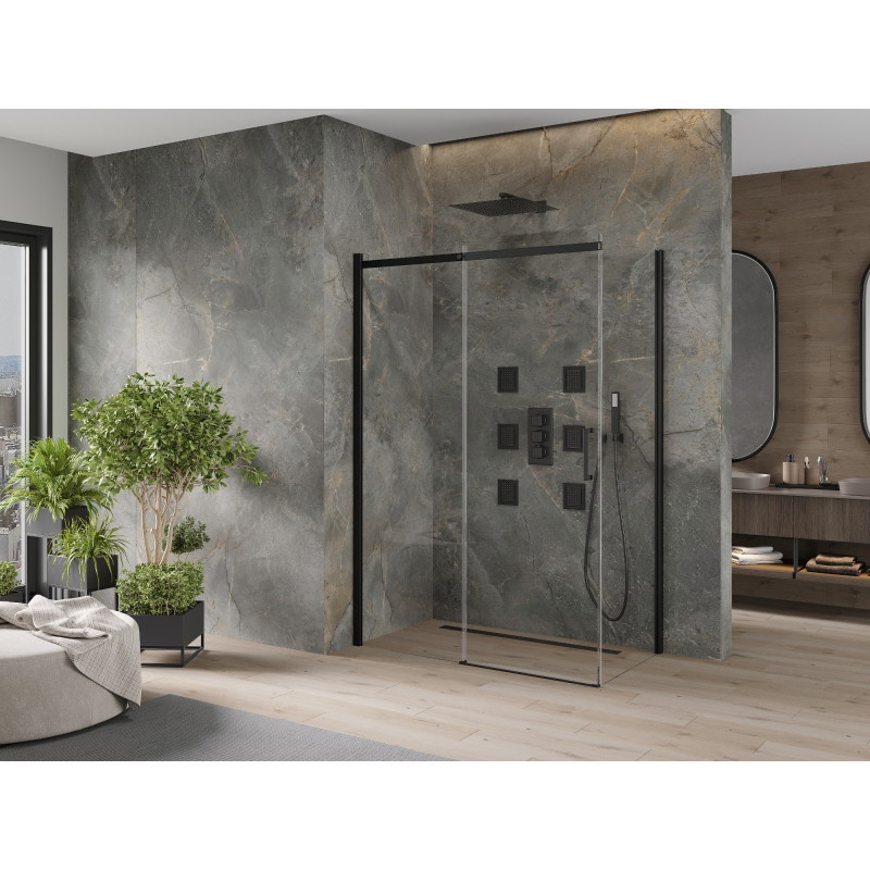 Mexen Omega kabina prysznicowa rozsuwana 140 x 80 cm, transparent, czarna - 825-140-080-70-00