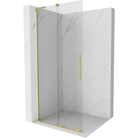 Mexen Velar L ścianka prysznicowa rozsuwana Walk-in 110 x 200 cm, transparent 8 mm, złota szczotkowana - 871-110-003-03-55