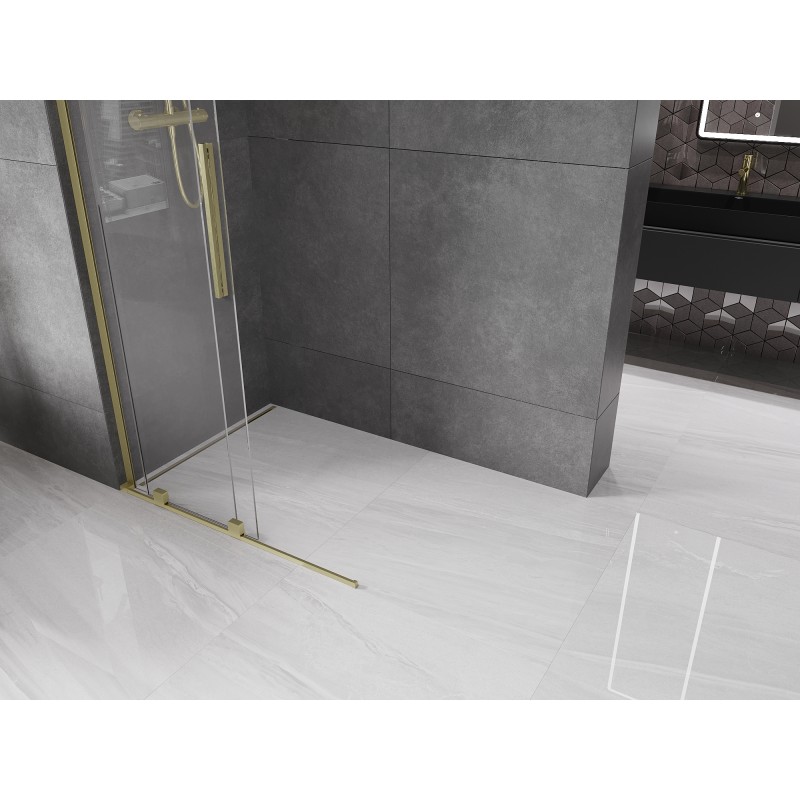 Mexen Velar L ścianka prysznicowa rozsuwana Walk-in 120 x 200 cm, transparent 8 mm, złota szczotkowana - 871-120-003-03-55