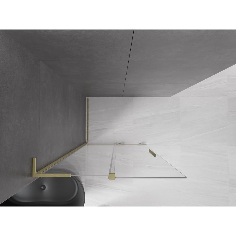Mexen Velar L ścianka prysznicowa rozsuwana Walk-in 120 x 200 cm, transparent 8 mm, złota szczotkowana - 871-120-003-03-55
