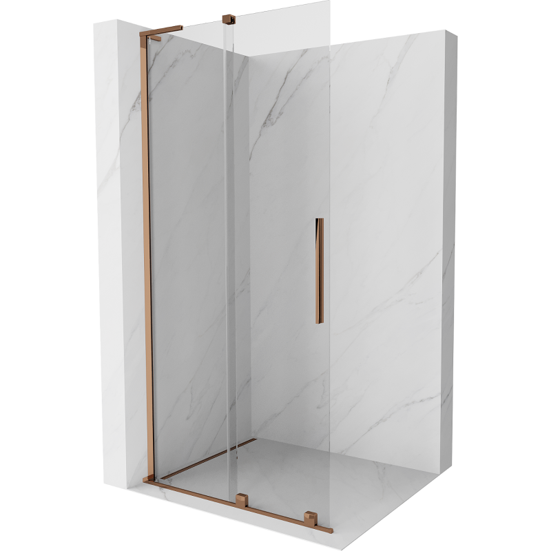 Mexen Velar L ścianka prysznicowa rozsuwana Walk-in 90 x 200 cm, transparent 8 mm, różowe złoto - 871-090-003-03-60