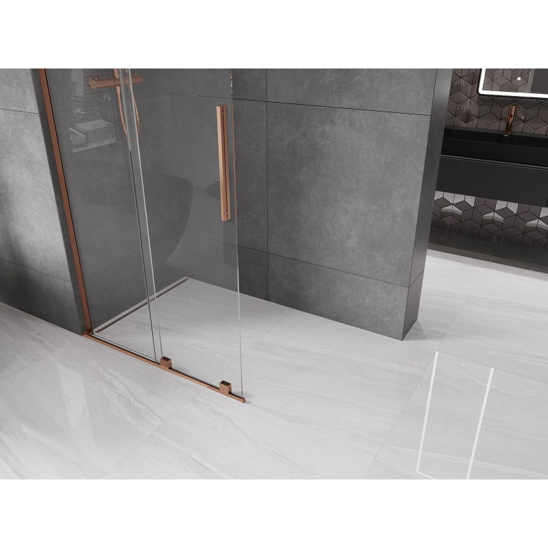 Mexen Velar L ścianka prysznicowa rozsuwana Walk-in 100 x 200 cm, transparent 8 mm, różowe złoto - 871-100-003-03-60